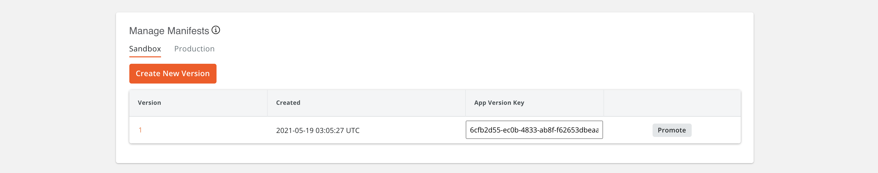 App Version Key from developer portal